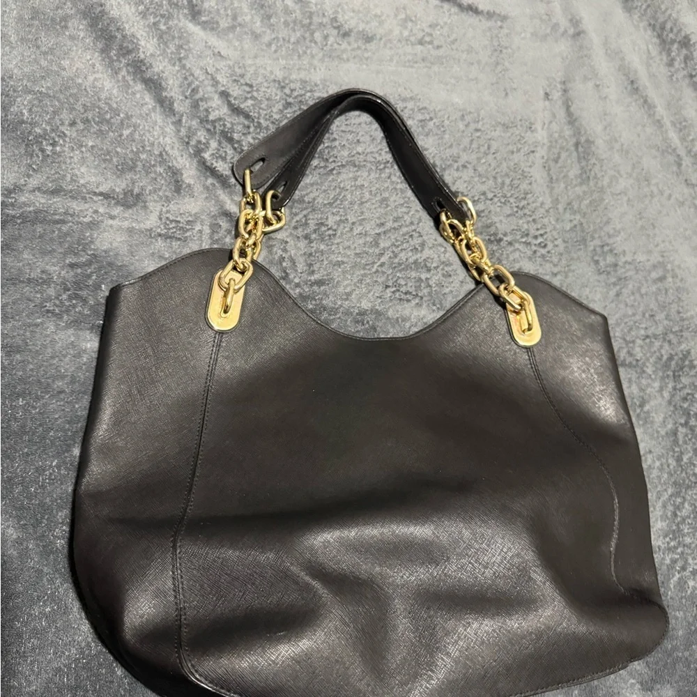 Michael Kors Black Shoulder Bag with Gold Chain